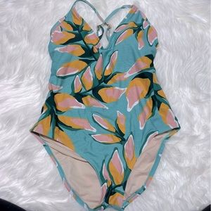 Kona Sol tropical one piece swim suit size L